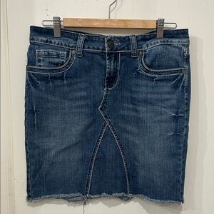 Denim Mini Skirt, stretch size large pre owned - good condition